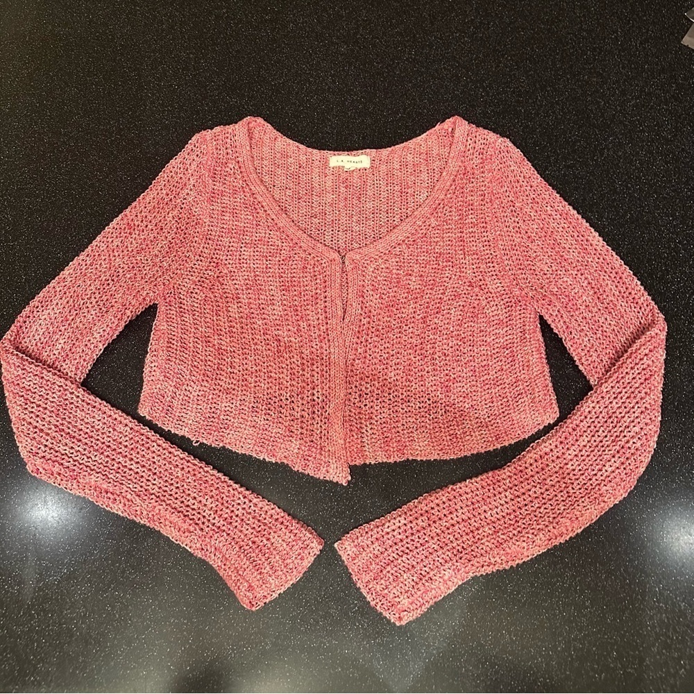 La Hearts Pink Knit cardigan - Picture 2 of 5
